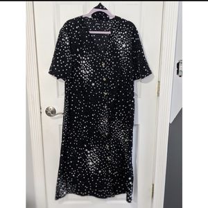 Button Up T-shirt Dress With Tie Waist | Star Pattern